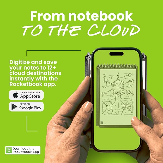 Rocketbook Mini Reusable Smart Notepad, Pocket Size On-The-Go Notebook, 3.5x5.5, Teal (Pack of 1)
