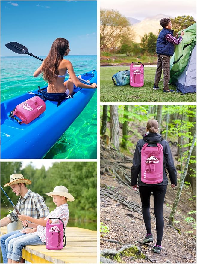 HEETA Dry Bag Waterproof Backpack with Phone Case 5L/10L/20L/30L/40L | Roll Top Lightweight Dry Storage Bag for Women Men, Travel Boating Kayaking Paddle Board Camping Beach Essentials Accessories
