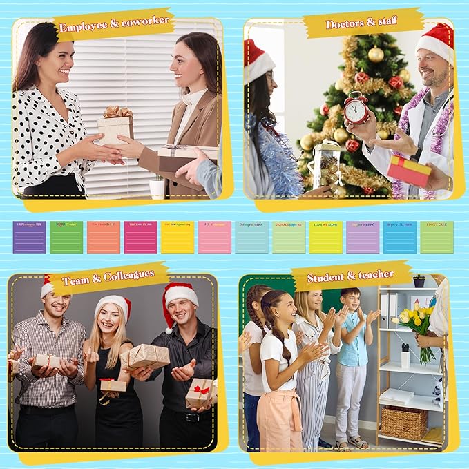 Yinder 24 Pcs Inspirational Sticky Notes Cute Motivational Sticky Notes Pad End of Year Employee Appreciation Gifts Bulk for Teacher Nurse Coworkers Office Supplies 3 x 3'' (Funny,Dark Color)