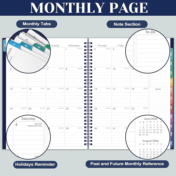 2026-2027 Planner - 2026-2027 Planners Weekly and Monthly, JUL. 2026 - JUN. 2027 11'' x 9'', Planner 26-27 with Colorful Tabs, Premium Paper, Twin-wire Binding - Classic Navy Blue