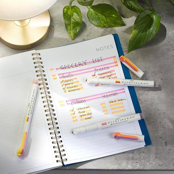 Zebra Pen Mildliner Mix Dual Color Highlighter Marker Set, Chisel Tip, No Bleed, Ideal for Bible Highlighting, Journaling, Note-Taking, School and Office Supplies, Assorted Colors, 6-Pack (77706)