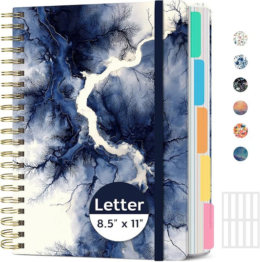Taja Large Spiral Notebooks for Work 5 Subject with Removable Dividers