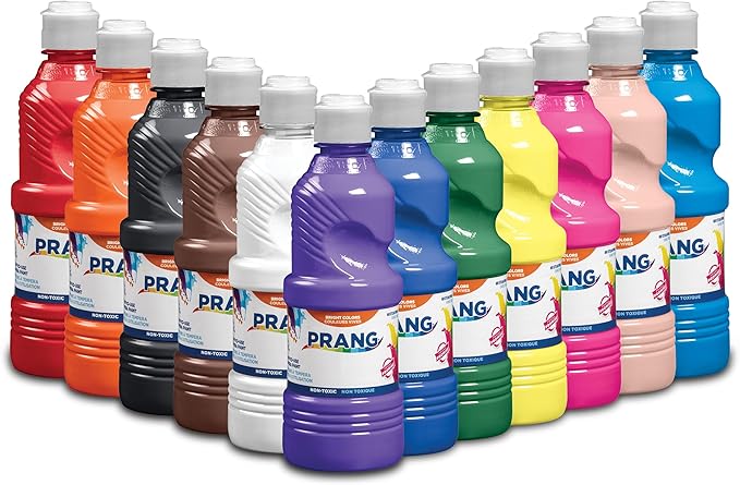 Prang Ready-to-Use Tempera Paint, Assorted Colors, 16 Oz., 12 Count