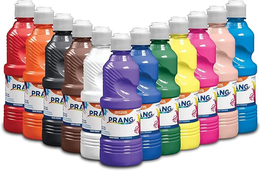 Prang Ready-to-Use Tempera Paint, Assorted Colors, 16 Oz., 12 Count