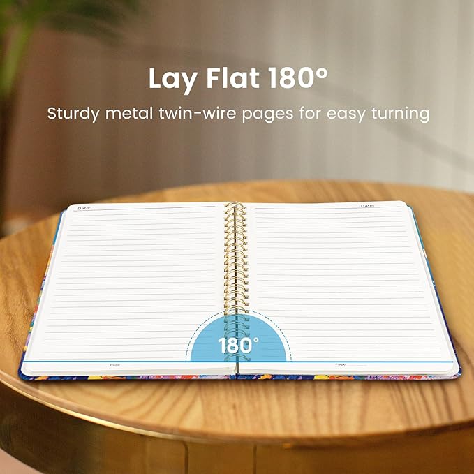 Taja Lined Spiral Notebook Journal for Women A5(5.8" × 8.3"), Cute Hardcover Notebook for Work, School & Note Taking, Pretty College Ruled Journal for Writing, 140 Pages, Cliffside Bloom