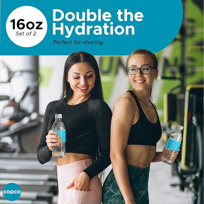 Copco Hydra 16.9oz Water Bottle, Set of 2 – BPA-Free Tritan Bottles with Leak-Proof Closure & Grip Sleeve, Lightweight Reusable Water Bottles for Travel, Gym, Office & Hydration (Blue)
