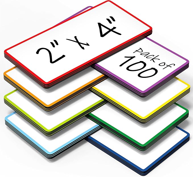 100 Pack Dry Erase Magnetic Labels 2x4 in - Magnetic Name Tags for Classroom Lockers School Bus - Classroom Magnets for Names - Magnet Labels for Whiteboard - Magnet Names Plates for Classrooms