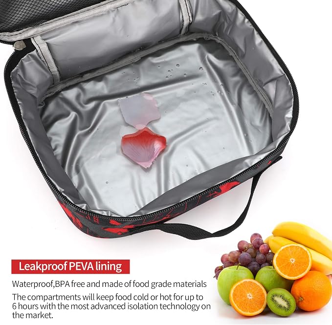 rickyh style Lunch Box with Padded Liner, Spacious Insulated Lunch Bag Durable Thermal Lunch Cooler Pack with Strap for Men Women Boys Girls Adults School Sports Beach Picnic Work Camp,2 Pocket