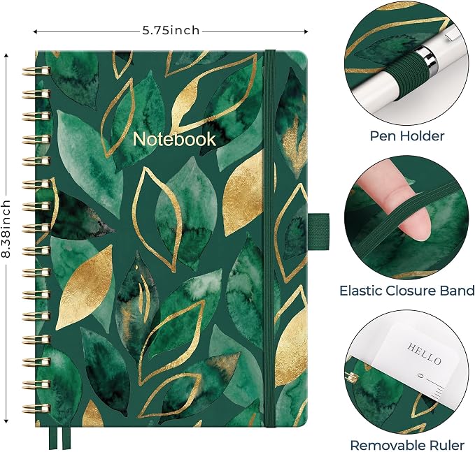 AHGXG Spiral Journal Notebook, 160 Lined Pages, A5 Size (5.7'' x 8.3'')