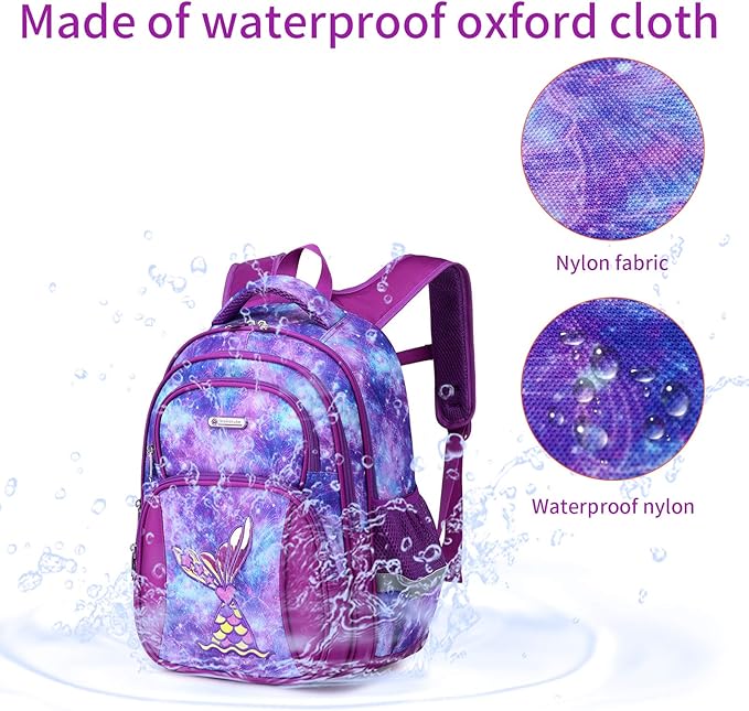 Cusangel Kids Backpack for Girls Preschool Elementary Kindergarten Mermaid School Bag 15.6″ Multifunctional Cute Large Capacity