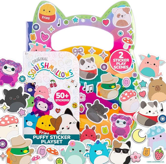 Original Squishmallows Puffy Sticker Playset, Over 50 Reusable Stickers