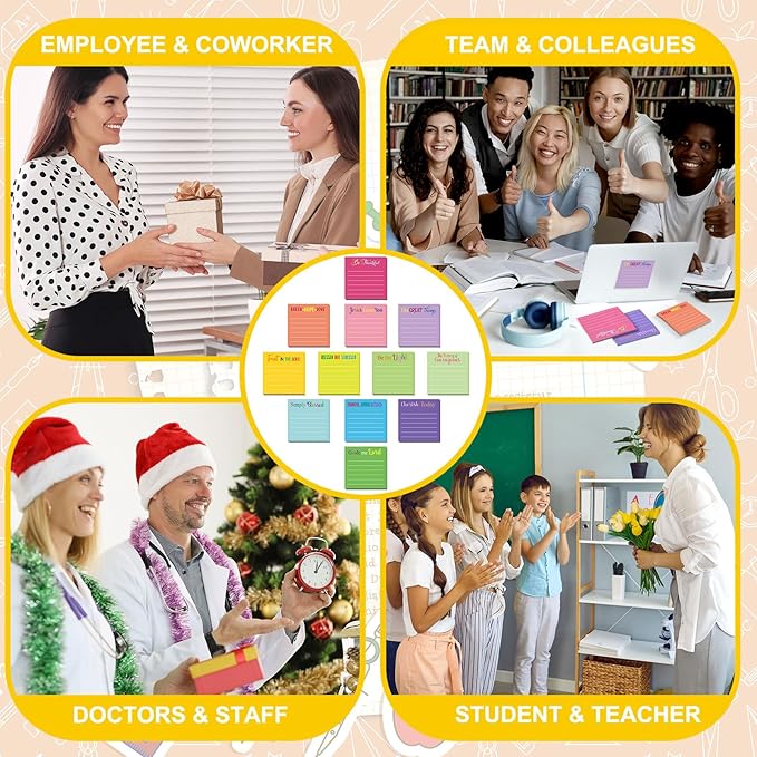 Yinder 24 Pcs Inspirational Sticky Notes Cute Motivational Sticky Notes Pad End of Year Employee Appreciation Gifts Bulk for Teacher Nurse Coworkers Office Supplies 3 x 3'' (Bible,Dark Color)