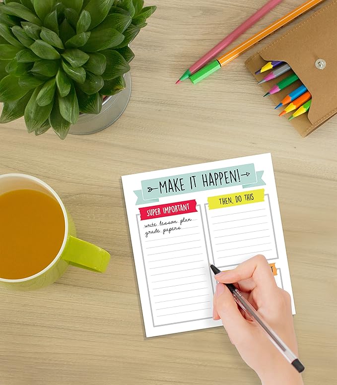 Carson Dellosa Aim High To Do List Notepad—5.75" x 6.25" Paper Stationery, Daily Checklist, Goals, Reminders, Notes, Motivational Organizer (50 sheets) (2 Pack)