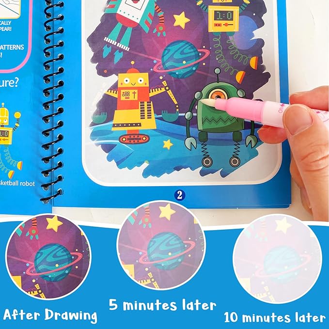 Dduolammng 12 Pack Water Coloring Books, Reusable Water Painting Book for Toddlers, Educational Learning Kits Gifts