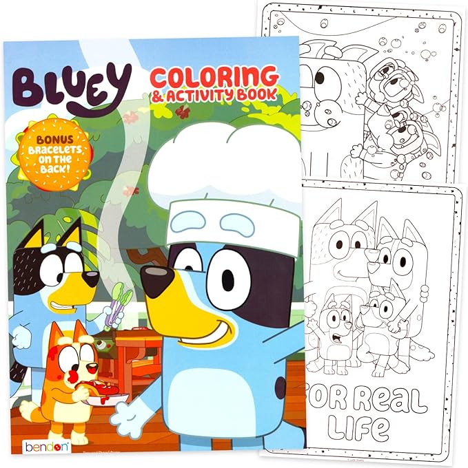 Bluey Coloring Books for Kids Ages 4-8 - Bundle with Cartoon Coloring Pages, Activities, Games Plus Stickers, More | Bluey Activity Book Set for Girls, Boys, Kids