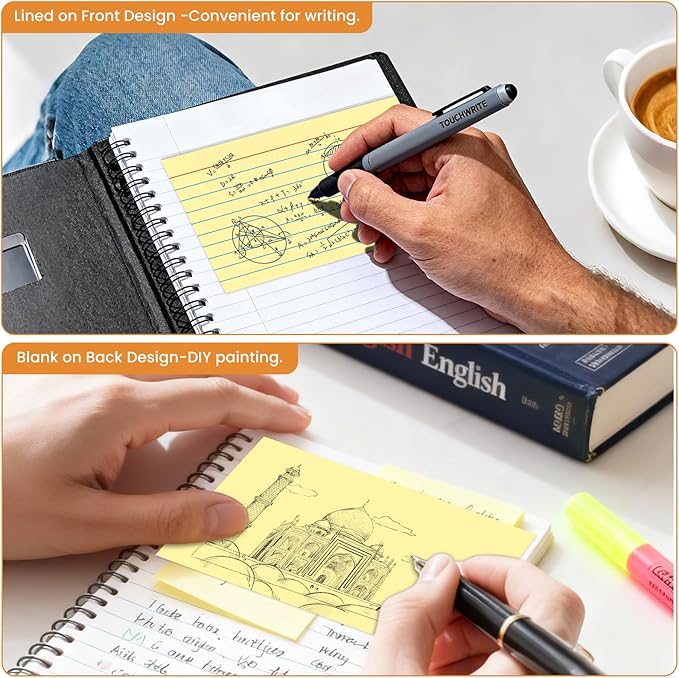 300PCS Index Cards 3 x 5 Inch, Yellow Flash Cards, Lined Flashcards Notecards, Flash Cards for Studying, Ruled Front and Blank Back, Note Cards for Office, Home and School