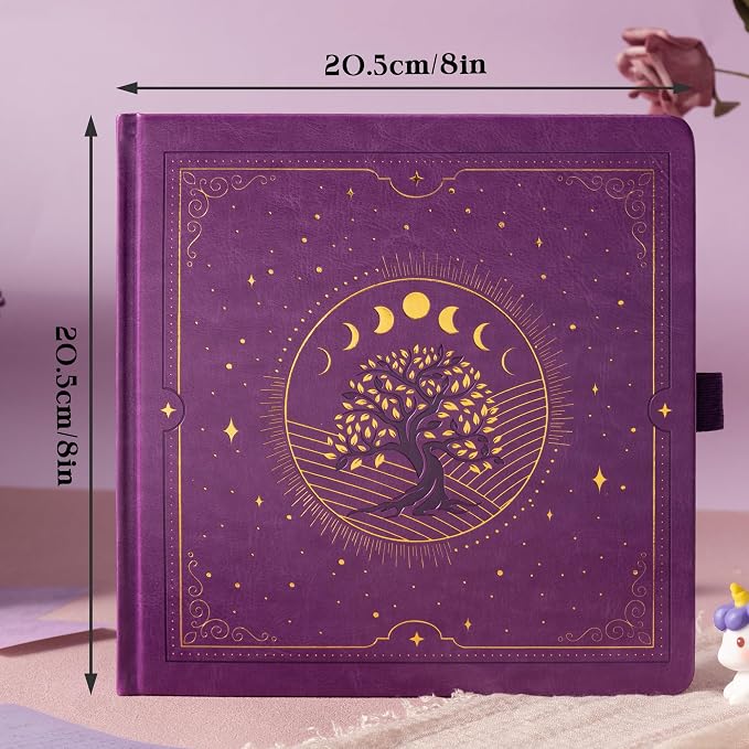 TIEFOSSI Tree of Life Journal, Square Dotted Journal for Women Men, Dot Aesthetic Notebook with 160 Numbered Pages, Hardcover Vegan Leather Journals with Bookmark, 160 GSM Thick Paper, 8 x 8 IN