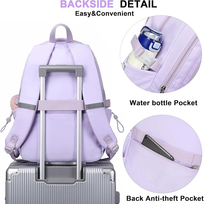 Laptop Backpack 15.6 Inch College Backpacks for Women, School Backpack for Girls,Students Aesthetic Anti Theft Travel Daypack Large Bookbags Middle High School Back Pack(Purple)