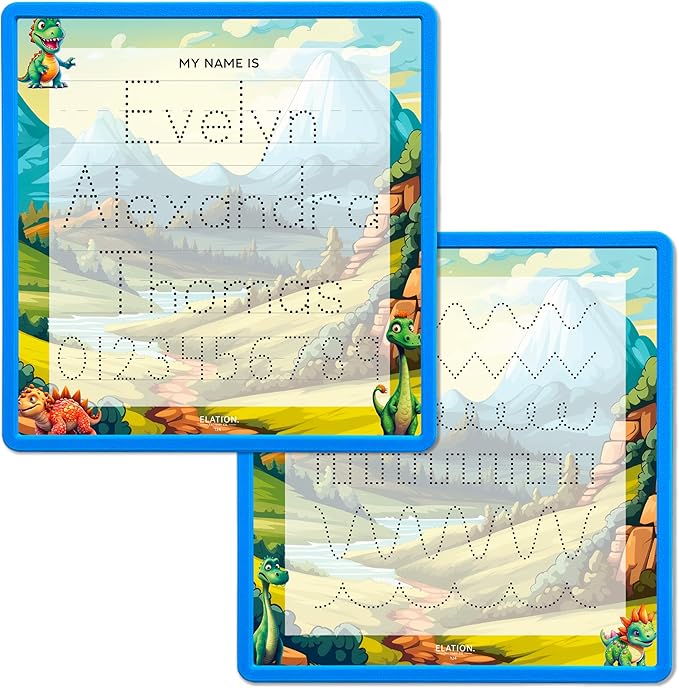 Kid's Name Tracing Board | Dry Erase Letter Tracing | Reusable Writing Practice Board | Personalized | Dinosaur Friends Theme