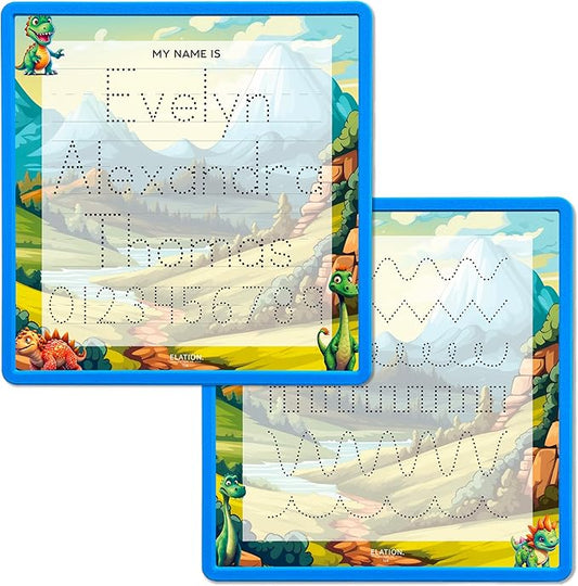 Kid's Name Tracing Board | Dry Erase Letter Tracing | Reusable Writing Practice Board | Personalized | Dinosaur Friends Theme