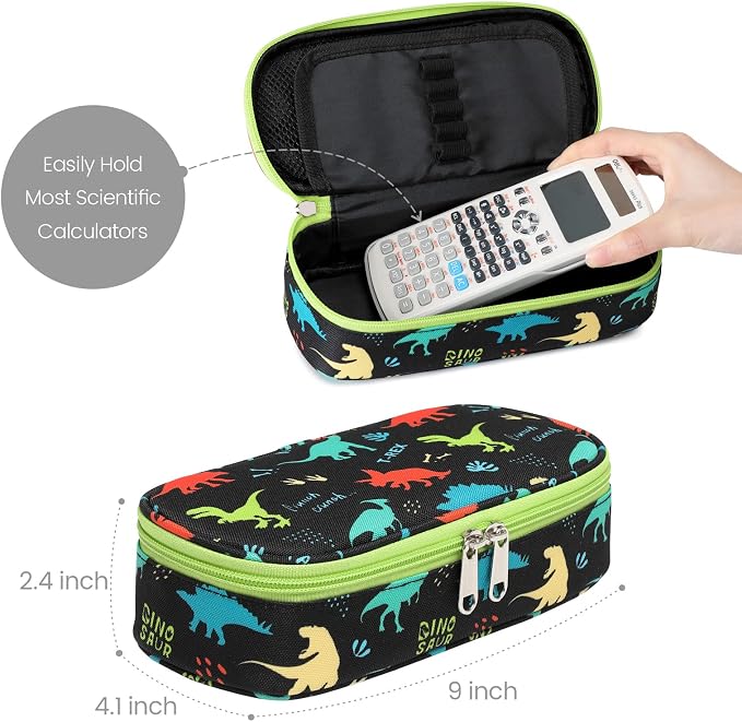 Cambond Pencil Case for Boys - School Pencil Pouch, Black Dinosaur | Cute Pencil Case for Kids Big Capacity Organizer Bag for Staionary, Aesthetic School Supplies Boys, Water-Resistent Pen Bag