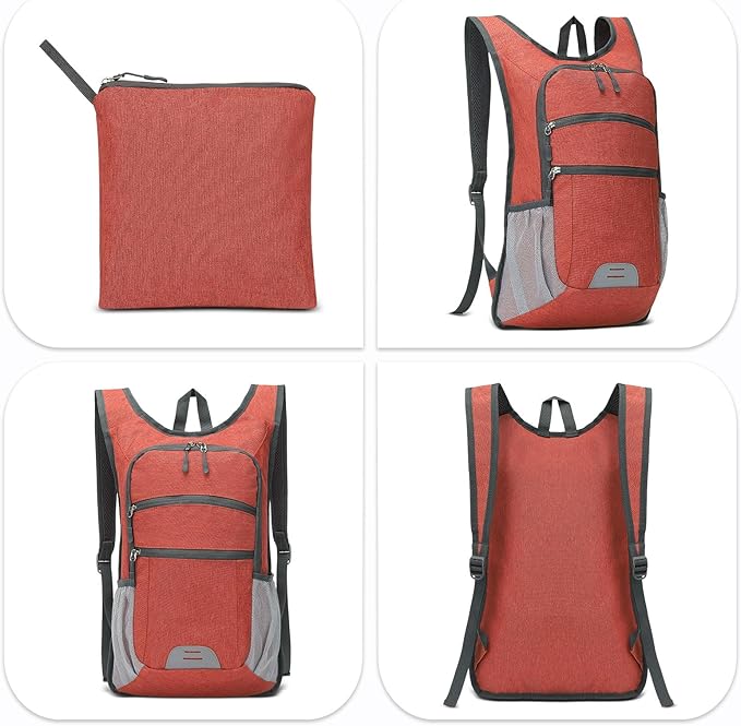 20L Lightweight Hiking Daypack, Foldable Travel Packable Backpack for Men Women for Cycling Camping Outdoor (Red)