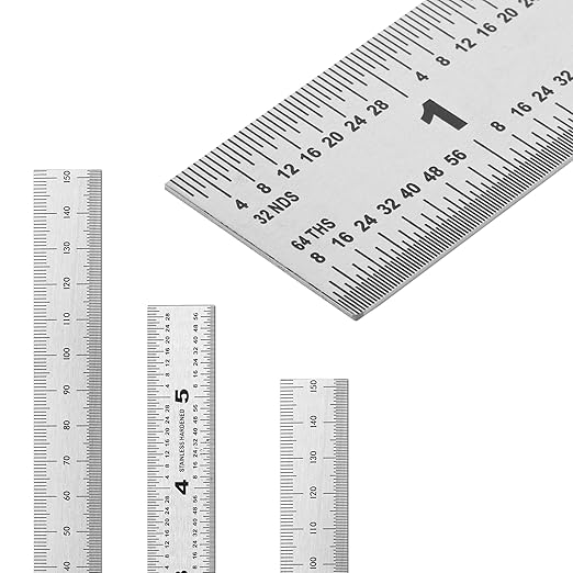 Mr. Pen- Machinist Ruler, 3 Pack, 6 Inch, Stainless Steel Metric & Imperial, Precision Measuring Tool, 1/64, 1/32 Graduation for Engineering, Carpentry, Drafting, Office, School
