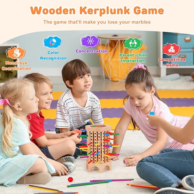 Centtechi Montessori Game Wooden Board Games for Kids 4-6-8, 36 Colorful Stick Math Educational Toys for 3 4 5 6 Year Olds, Classic Fun Dice Games for Family Game Night 2-6 Players