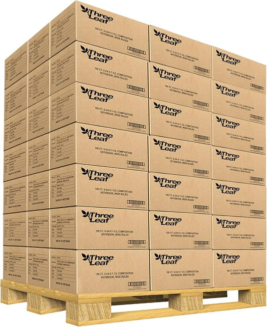 three leaf 100 Sheets Wide Ruled 9-3/4" X 7-1/2" Composition Notebook, 2880 Ct. (60 Cases X 48 Notebook) Writing Journal Notebook, Home School Supplies For College Students.