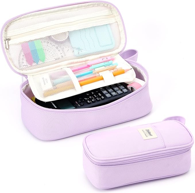 Pencil Case Pouch, Large Capacity Pen Bag Organizer, Cute Aesthetic Pencil Box for Girls Boys Kids, Back to School Supplies, Teacher Supplies Classroom Essentials, Purple