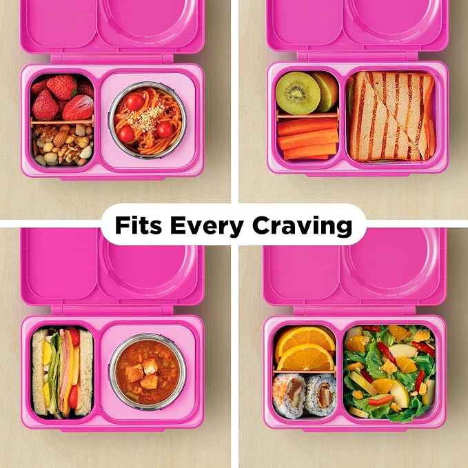 Omie OmieBox UP Kids Insulated Bento Box, Pop Pink