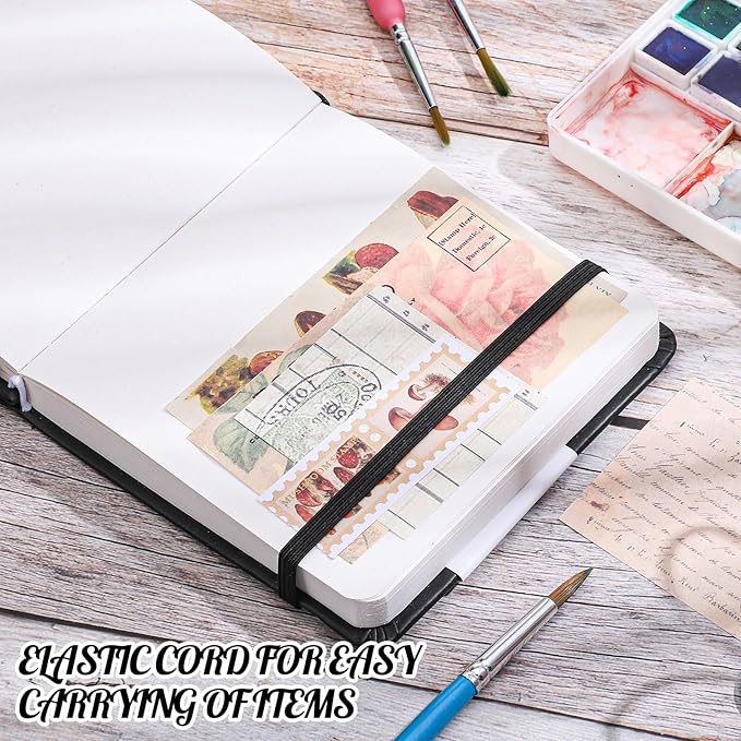 Prudiut Hardcover Pocket Sketchbook, 5" x 5" Square Mini Sketchbook, 98lb/160gsm Heavyweight Tiny Sketch Book, 80 Sheets Small Travel Drawing Journal for Adults, Artist, Ideal for Gift (Black)