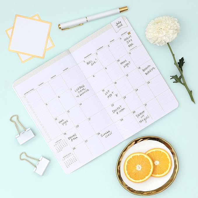 Blue Sky Day Designer 2026-2028 Monthly Academic Year 24 Month Planner Calendar, July 2026 - June 2028, 5" x 8", Flexible Cover, Stapled Binding, Orange Blossom Mint