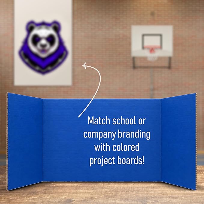 Flipside Products 18" x 48" Blue Project Boards, Pack of 24, Trifold, Presentation Board, DIY Projects, Small Display, Science Fair, Classroom, Clubs, 4H, Graduation