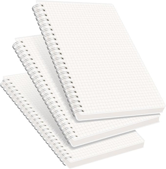 RETTACY Graph Grid Paper Notebook, 3-Pack, 160 Pages per Pack, A5 Medium Size (5.7'' × 8.3''), 100 GSM Thick Paper, Spiral-bound, Flexible Plastic Cover, for Students, Homework, Math, Engineering