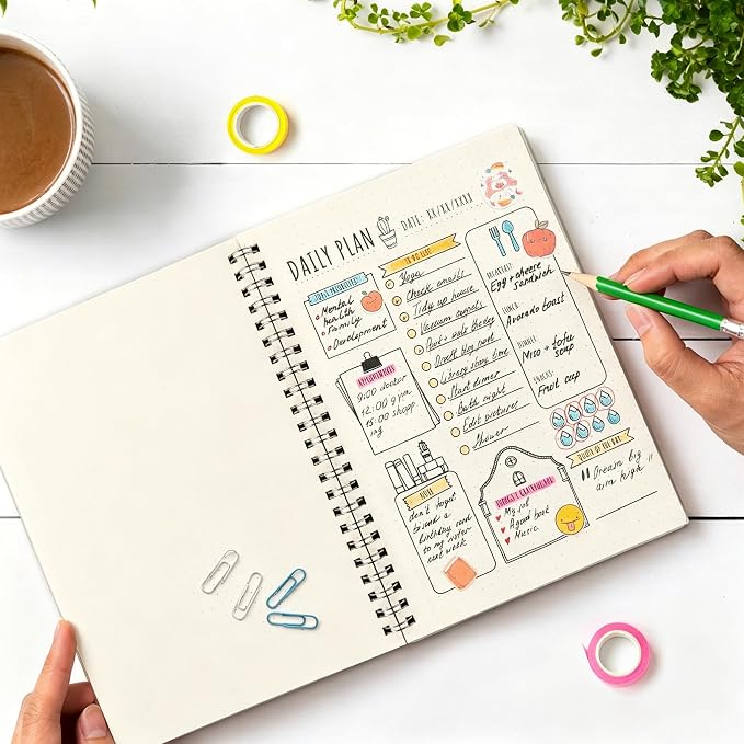 Smilo Bullet Dotted Spiral Notebook, A5 5.7"x8.3", 80 Sheets (160 Pages)