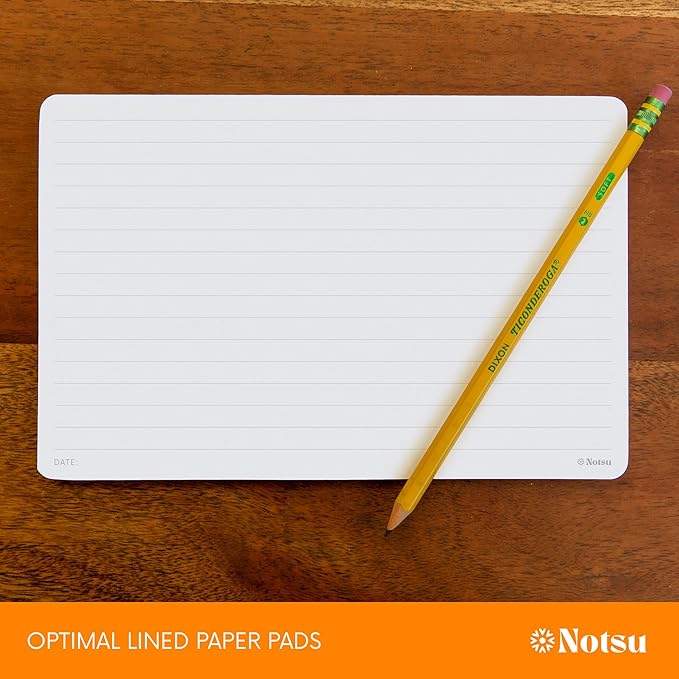 Notsu Lined Desk Notepad 2 Pack | Minimalist Ruled Memo Mouse Pads with Premium Thick Paper, Small 5.5" x 8.5"