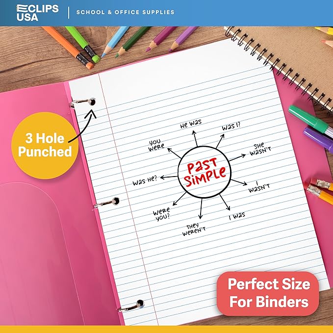 Loose Leaf Paper College Ruled Notebook Paper College Ruled Lined Writing Filler Paper 10.5” x 8” 2400 Sheets 200 Sheets Per Pack 60 gsm (12 Pack)