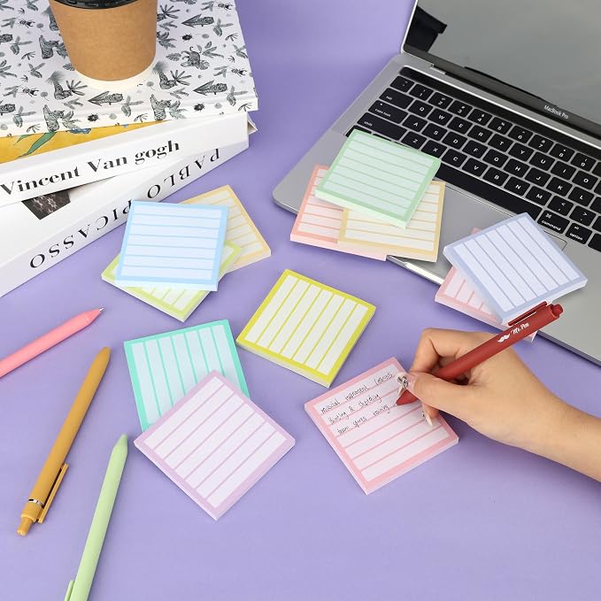 Mr. Pen- Lined Sticky Notes Bulk, 3"x3", 12 Pads, 60 Sheets/Pad, 720 Sheets
