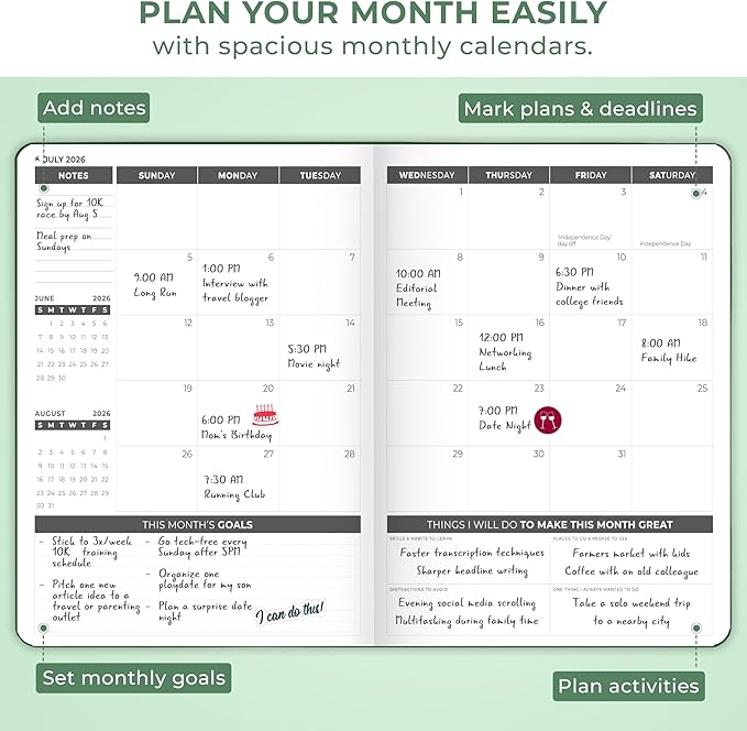 Clever Fox Planner PRO Dated (Jan 2026–Jan 2027) Weekly & Monthly Life Planner to Increase Productivity, Time Management and Hit Your Goals – Organizer, Gratitude Journal – A4 Size (Forest Green)