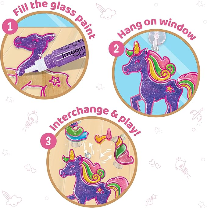 Imagimake Window Art Princess & Unicorn | DIY Suncatcher Kit for 5-8 Year Old Kids | Princess & Unicorn Toys for Girls Age 5,6,7,8 | Art & Craft Kits for Ages 6-8 | Birthday Gifts for 6 Year Old Girls