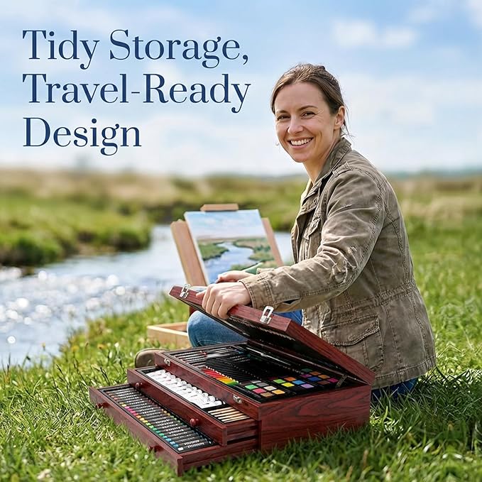 TMOL 194-Pack Art Supplies, Deluxe Art Set Drawing Painting Kit with 2 Drawing Pads, Colored Pencils, Acrylic Paints, Crayons, Watercolor, Art Kit Gift Box for Artist, Adults, Teens and Beginners