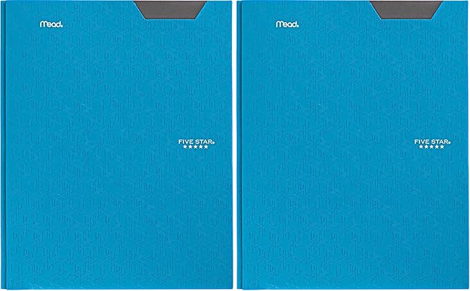 Five Star Folder, 2 Pocket, 8-1/2" x 11" | Plastic | Tidewater Blue | Prong Fasteners | Pack of 2