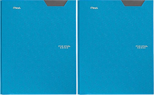 Five Star Folder, 2 Pocket, 8-1/2" x 11" | Plastic | Tidewater Blue | Prong Fasteners | Pack of 2