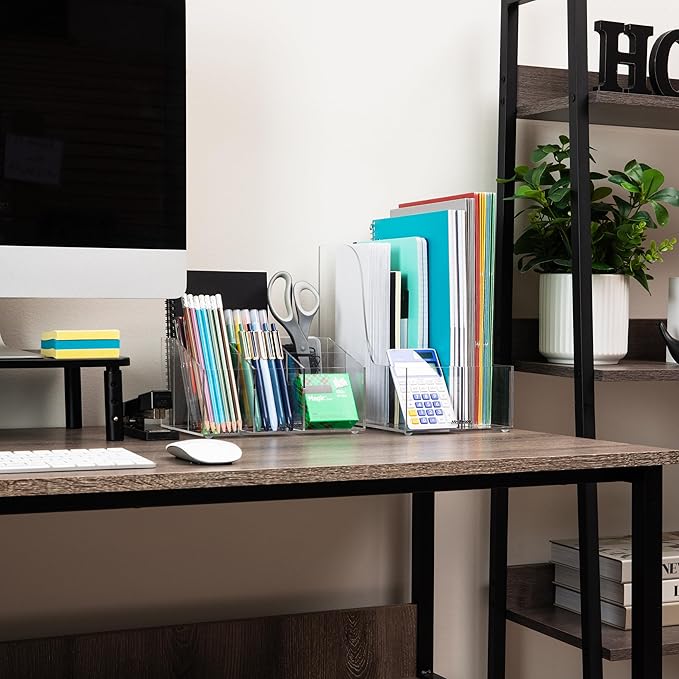 Mind Reader Vertical File Storage, Desktop Organizer, Magazine Holder, Office, Acrylic, Clear