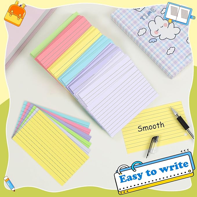 240 Count Index Cards 3x5 Inch Colored Flash Cards Flashcards Heavyweight Note Cards for Studying School College Office Supplies