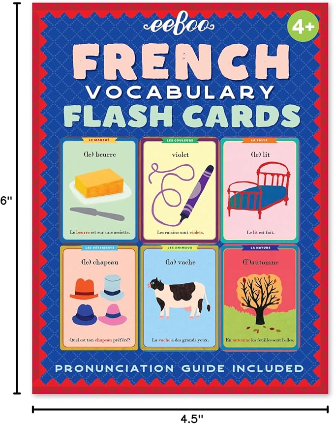 eeBoo: French Vocabulary Flash Cards, Learn French, Imaginative Problem Solving, Educational Games that Cultivates Conversation, Socialization, and Skill-Building, Perfect for Ages 4 and up