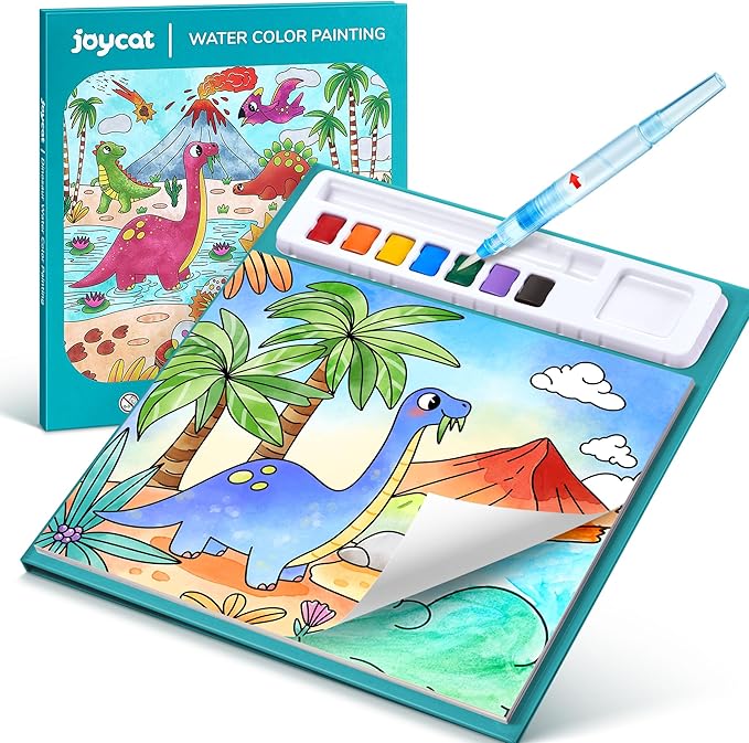 JoyCat Paint with Water Coloring Books for Toddlers, Watercolor Painting Sets for Kids Ages 3-5 4-8, Arts and Crafts Drawing Activities Toy Birthday Gifts for Boys Girls (Dinosaurs)
