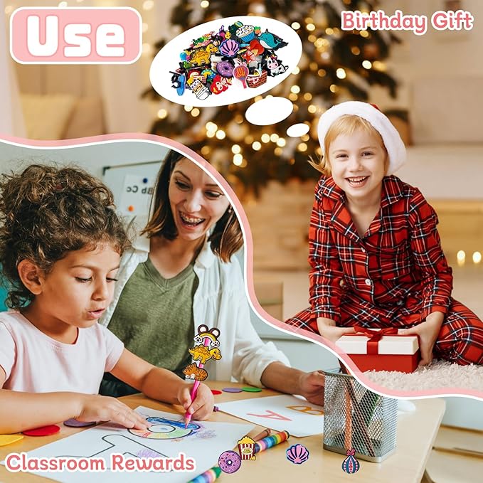 Zddaoole 100 Pcs Cute Pencil Topper Decoration,Bulk Random Pencil Topper Accessories,Different Pencil Clips Decorations for Pupil/Junior Students Gifts,Awards,Prize