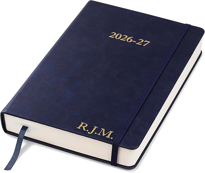 Wykeham's Executive 2026-27 Daily Journal Planner – Customization Available – Mid-Year Academic Diary – July 2026 to June 2027 (Personalized Royal Blue, 8.5"×5.5")